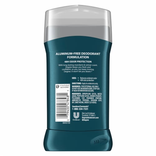 Degree Men Aluminum-Free 48-Hour Odor Protection Mandarin & Vetiver Deodorant Stick Perspective: back