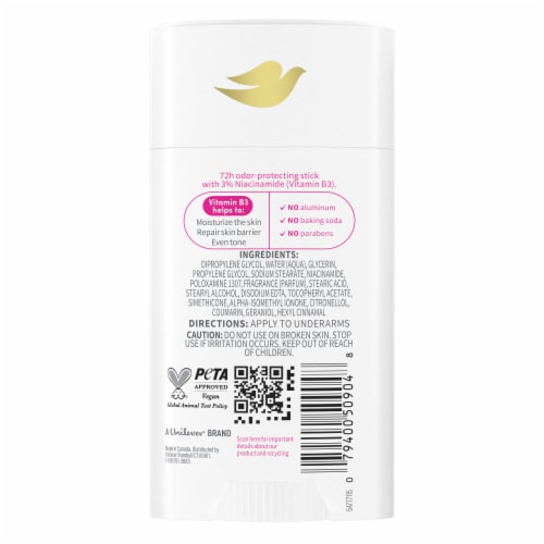 Dove VitaminCare+ Aluminum Free Deodorant Stick Raspberry & Rose Breathable Deodorant for Women Perspective: back