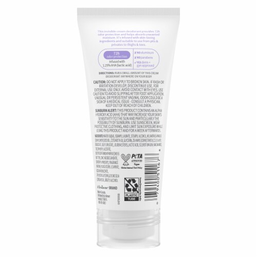 Dove Whole Body Invisible Cream Deodorant Coconut & Vanilla, Aluminum Free, 72h Odor Control Perspective: back