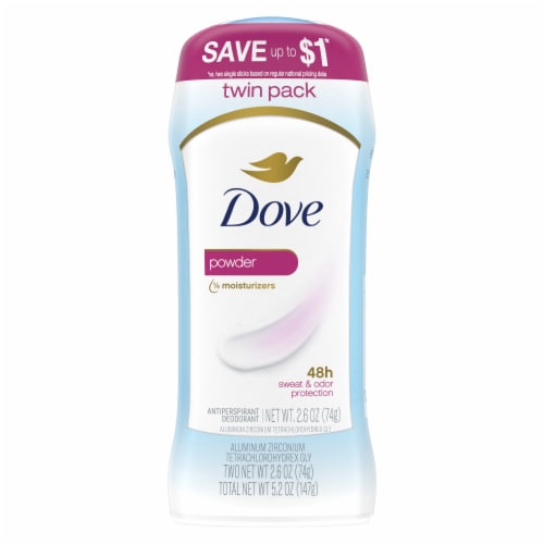 Dove Invisible Solid Women's Antiperspirant Deodorant Stick Powder Scent Twin Pack Perspective: back