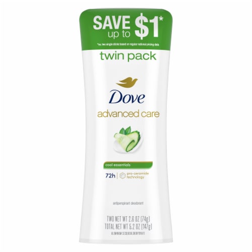 Dove Advanced Care Women's Antiperspirant Deodorant Stick Cool Essentials Twin Pack Perspective: back