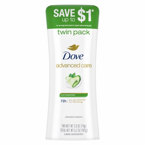 Dove Advanced Care Women's Antiperspirant Deodorant Stick Cool Essentials Twin Pack Perspective: back