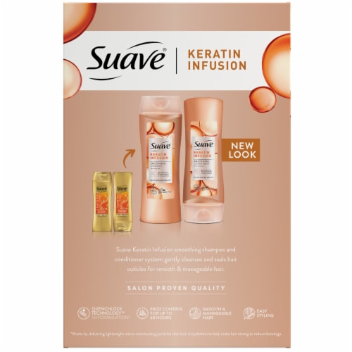 Suave Professionals Keratin Infusion Smoothing Shampoo and Conditioner Perspective: back
