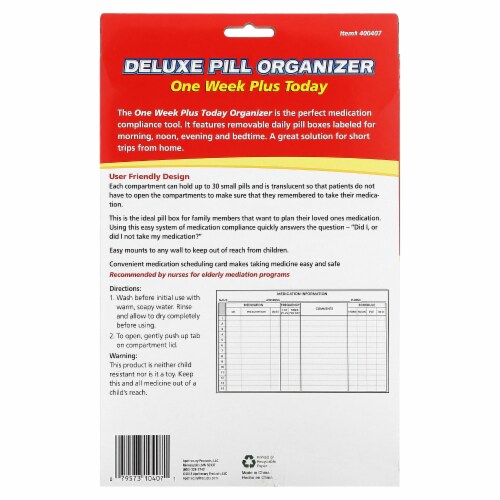 ACU-Life® One Week Plus Today Deluxe Pill Organizer Perspective: back