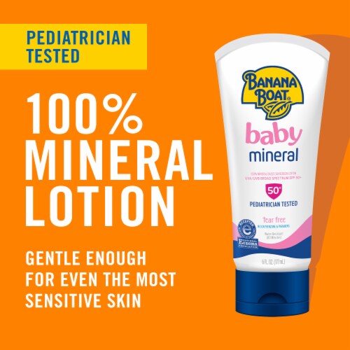 Banana Boat Baby Mineral Sunscreen Lotion SPF 50 100% Mineral Tear-Free Sting Free Perspective: back