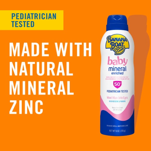 Banana Boat Baby Mineral Enriched Sunscreen Spray SPF 50 Broad Spectrum UVA/UVB Protection Perspective: back