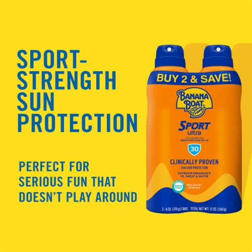 Banana Boat Sport Ultra Sunscreen Spray SPF 30 Broad Spectrum Superior Endurance Vs Sweat + Water Perspective: back