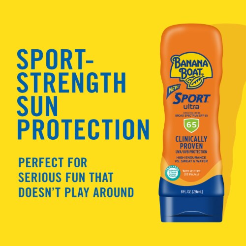 Banana Boat Sport Ultra Sunscreen Lotion SPF 65 Broad Spectrum Superior Endurance Vs Sweat + Water Perspective: back
