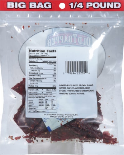 Old Trapper Peppered Beef Jerky Perspective: back