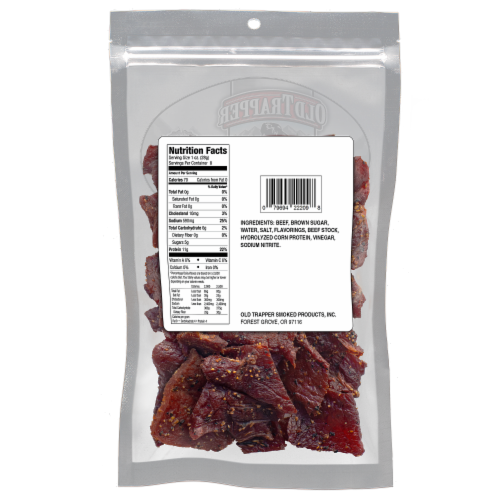 Old Trapper Peppered Beef Jerky Perspective: back