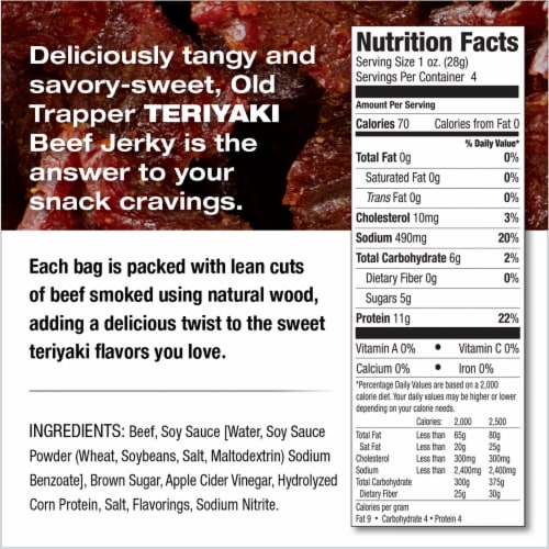 Old Trapper Teriyaki Beef Jerky Perspective: back