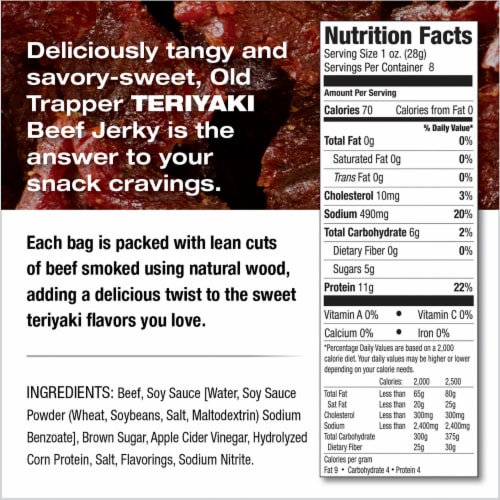 Old Trapper Teriyaki Beef Jerky Perspective: back