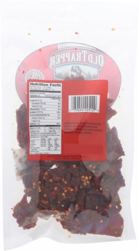 Old Trapper Hot & Spicy Beef Jerky Perspective: back