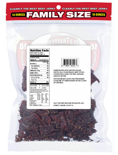 old trapper 18 oz peppered beef jerky Perspective: back