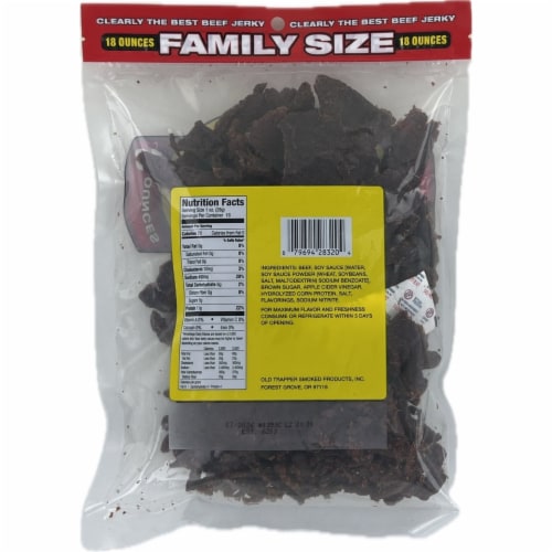 old trapper 18 oz Teriyaki beef jerky Perspective: back