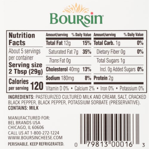 Boursin® Cracked Black Pepper Gournay Cheese Perspective: back