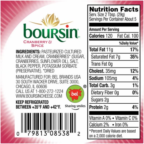 Boursin Cranberry & Spice Gournay Cheese Perspective: back