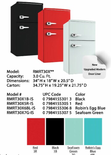Avanti RMRT30X5R 3.0 Cu. Ft. Red Compact Retro Style Refrigerators Perspective: back