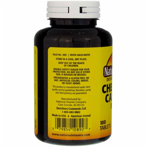 Nature's Blend Chewable Calcium Tablets 500mg Perspective: back