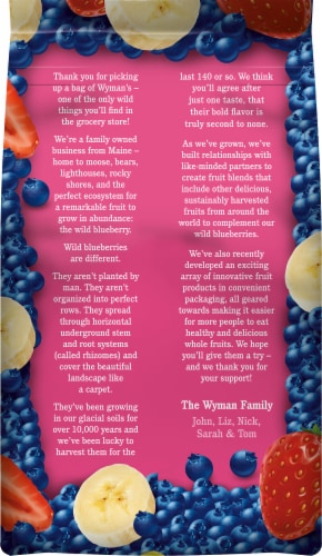 Wyman's® No Sugar Added Banana Berry & Wild Blueberry Frozen Fruit Perspective: back
