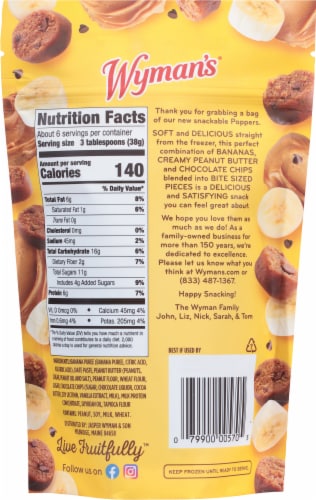 Wyman's® Fruit & Peanut Butter Poppers - Banana Peanut Butter & Chocolate Chip Perspective: back