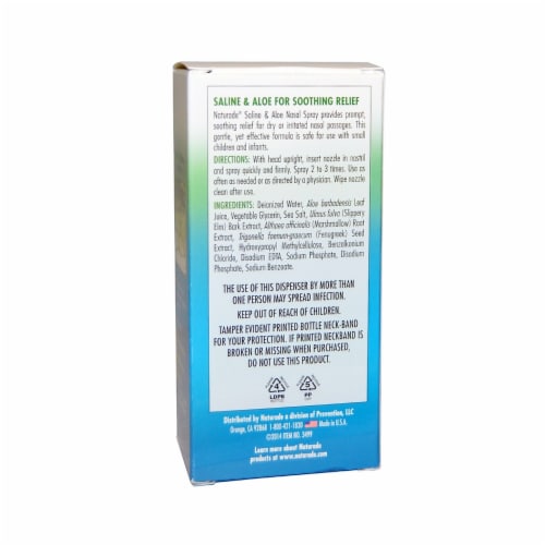 Naturade Non Medicated Nasal Spray Saline And Aloe Gently Moistu Perspective: back