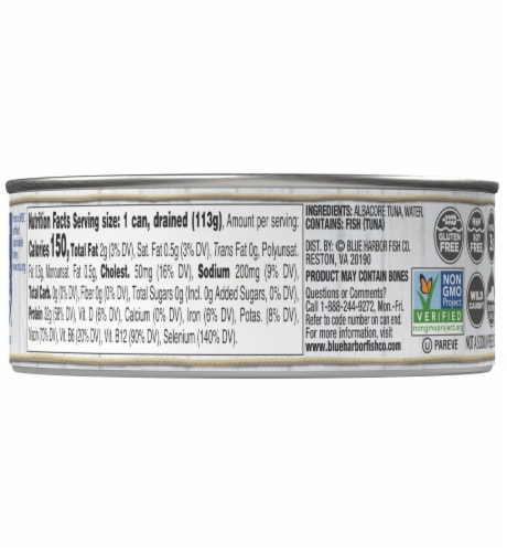 Blue Harbor Wild Albacore Solid White Tuna in Water Perspective: back