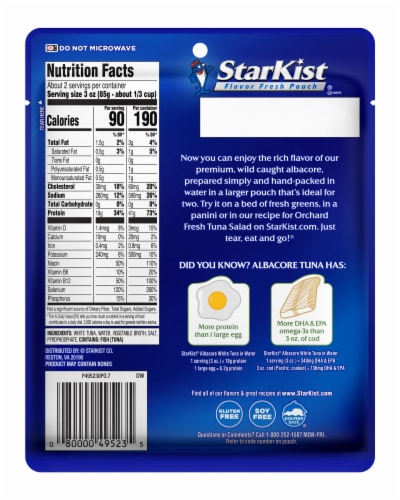 StarKist® Albacore White Tuna in Water Pouch Perspective: back