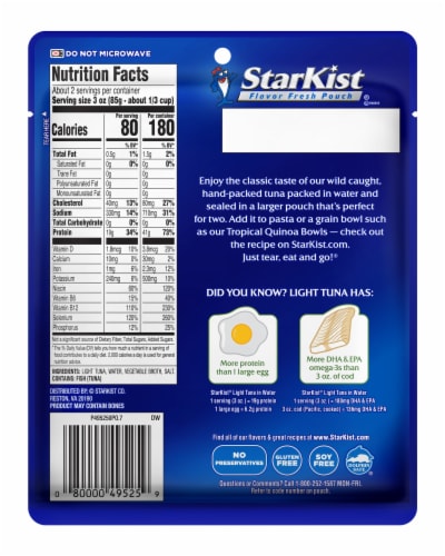 StarKist Wild Caught Light Tuna in Water Pouch Perspective: back