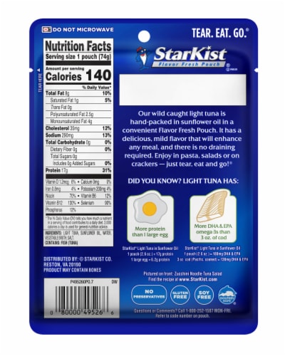 StarKist® Chunk Light Tuna in Sunflower Oil Pouch Perspective: back