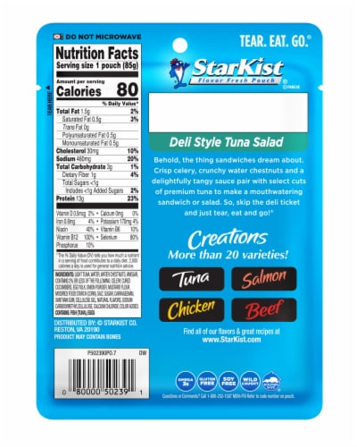 StarKist® Tuna Creations Deli Style Tuna Salad Pouch Perspective: back