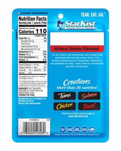 StarKist® Tuna Creation Pouch Hickory Smoke Pouches Case Sale Perspective: back