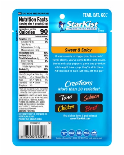 StarKist® Tuna Creations Sweet & Spicy Seasoned Tuna Pouch Perspective: back