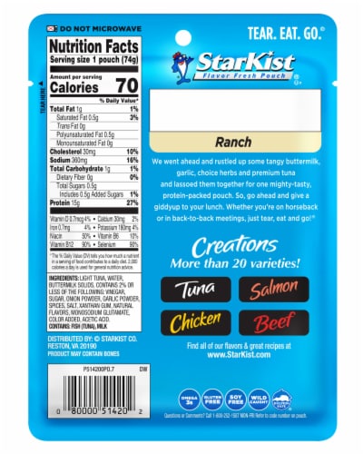 StarKist Tuna Creations Ranch Pouch Perspective: back