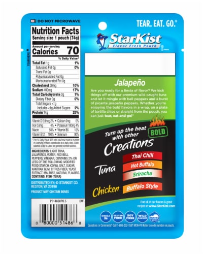 StarKist Tuna Creations BOLD Jalapeño Pouch Perspective: back