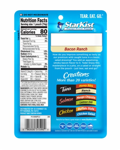 StarKist Tuna Creations Bacon Ranch Pouch Perspective: back