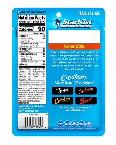 StarKist Tuna Creations Honey BBQ Pouch Perspective: back