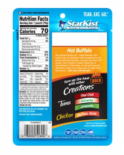 StarKist® Tuna Creations Bold Hot Buffalo Style Seasoned Tuna Pouch Perspective: back