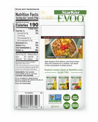 StarKist E.V.O.O. Wild-Caught Pink Salmon Pouch Perspective: back