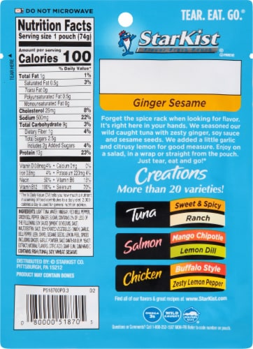 StarKist® Tuna Creations® Ginger Seasame Pouch Perspective: back