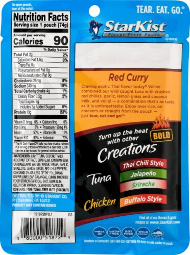 StarKist® Tuna Creations® Bold Red Curry Pouch Perspective: back