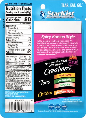 StarKist® Tuna Creations® Spicy Korean Tuna Pouch Perspective: back