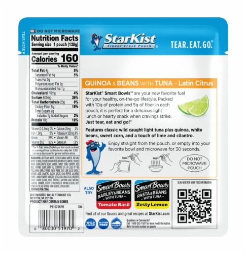 StarKist Smart Bowls Latin Citrus Tuna with Quinoa & Beans Pouch Perspective: back