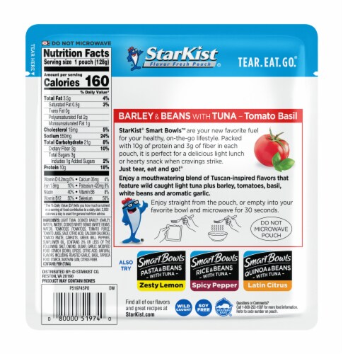 StarKist Smart Bowls with Tuna Tomato Basil Barley & Beans Pouch Perspective: back