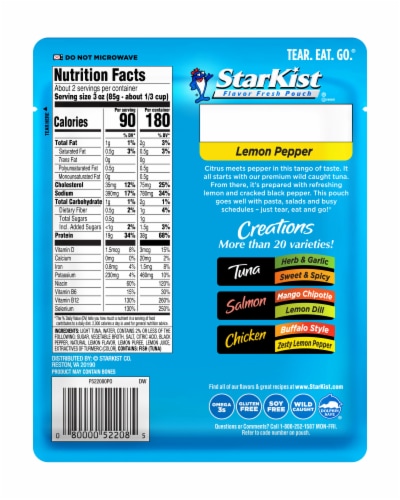 StarKist Tuna Creations Lemon Pepper Pouch Perspective: back