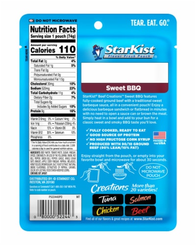 StarKist Beef Creations Sweet BBQ - 2.6 oz Pouch Perspective: back