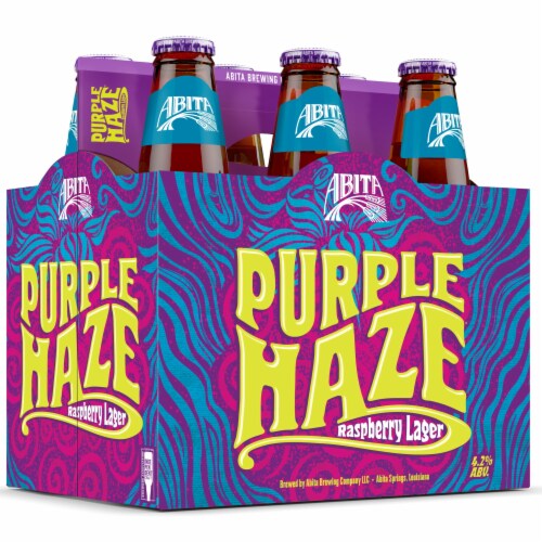 Abita Purple Haze Raspberry Lager Craft Beer Bottles Perspective: back