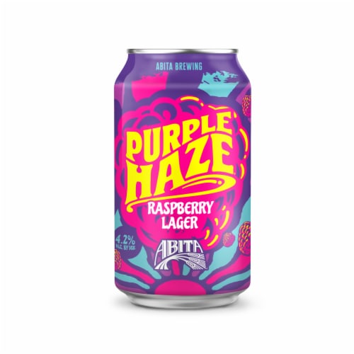 Abita Purple Haze Raspberry Lager Craft Beer 12 Pack cans 4.2% ABV Perspective: back