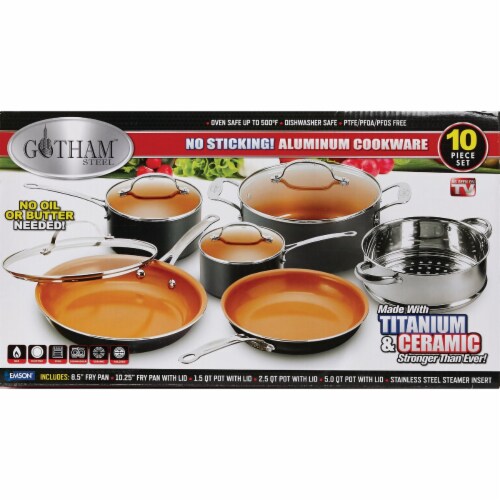 Gotham Steel Gray Non-Stick Aluminum Round Cookware Set (10-Piece) 1129 Perspective: back
