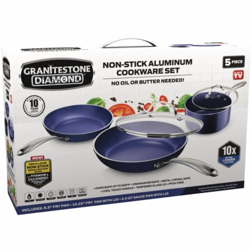 Granite Stone Diamond™ Blue Non-Stick Aluminum Cookware Set, 5 pc - Pick 'n  Save